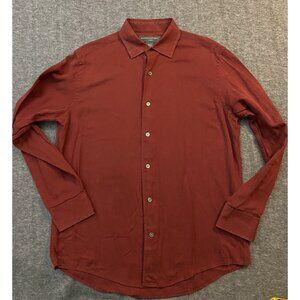 Vintage Banana Republic Shirt Mens Medium Dark Red Long Sleeve Button Up Cotton